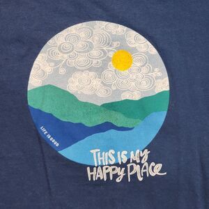 Life is Good Blue This is My Happy Place Classic Fit T-shirt Women's Size L